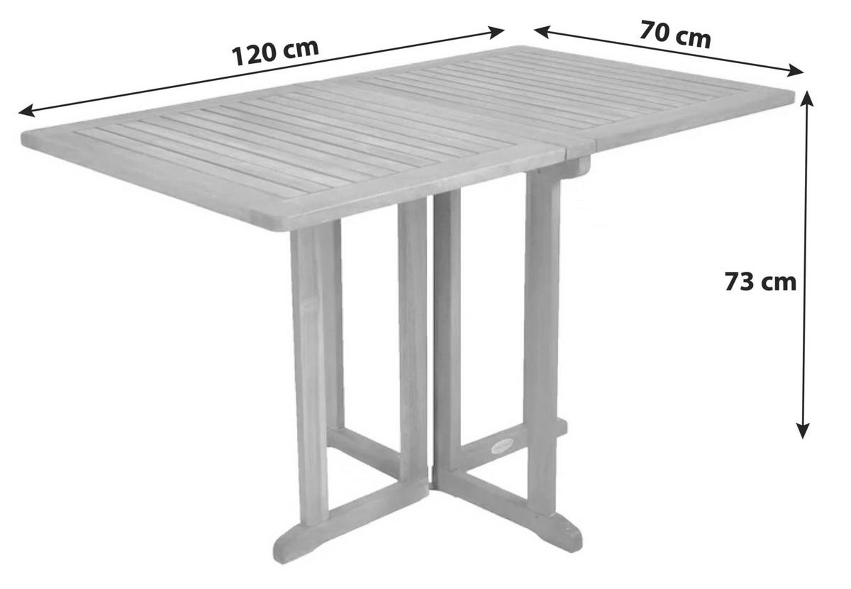 Balkontisch Baltimore klappbar Eukalyptusholz L: ca. 120 cm - Eukalyptusholzfarben, Basics, Holz (120/70/73cm) - Gardenson
