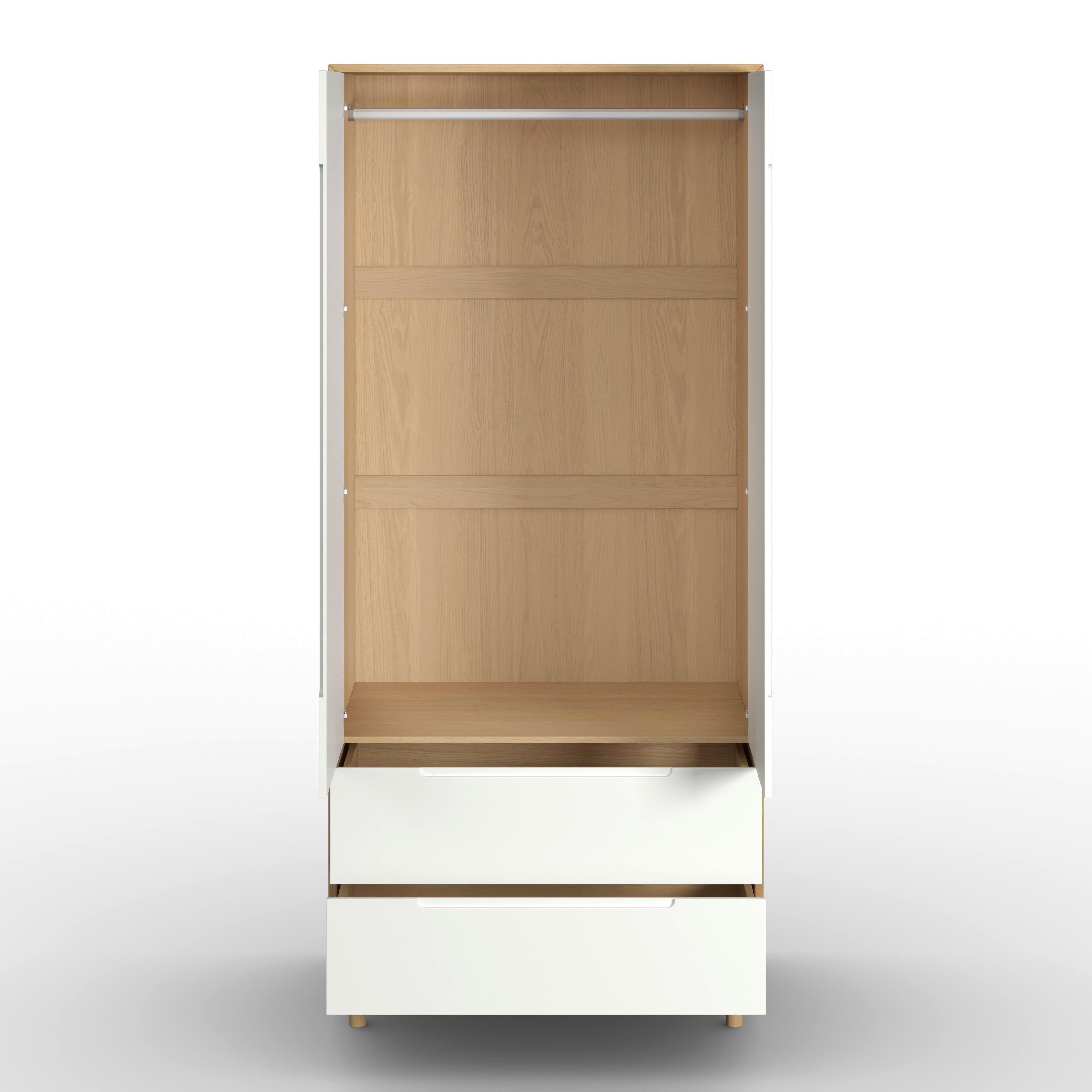GARDEROB MARLO - vit/ekfärgad, Modern, trämaterial/trä (100/223/60cm) - Bessagi Home