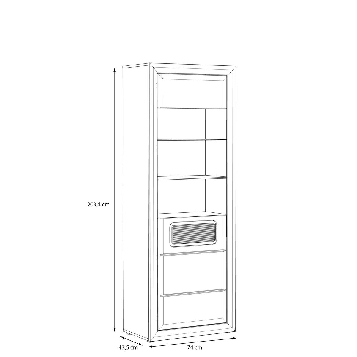 Visoka Vitrina Tiziano - siva/barve hrasta, Moderno, kovina/umetna masa (74/203,5/43,5cm) - Mömax