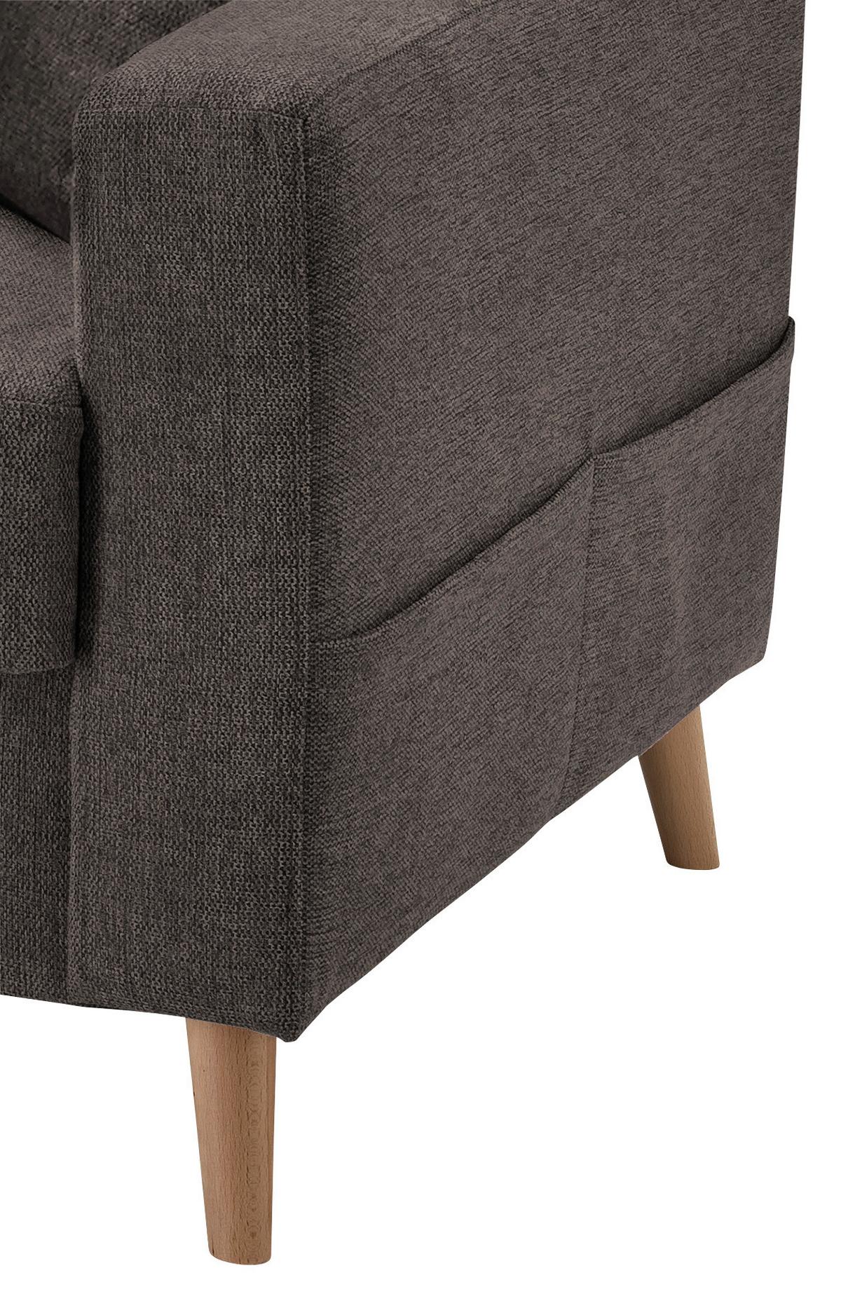 Wohnlandschaft Valentina Braun Struktur - Braun/Naturfarben, KONVENTIONELL, Holz/Textil (200/230cm) - P & B