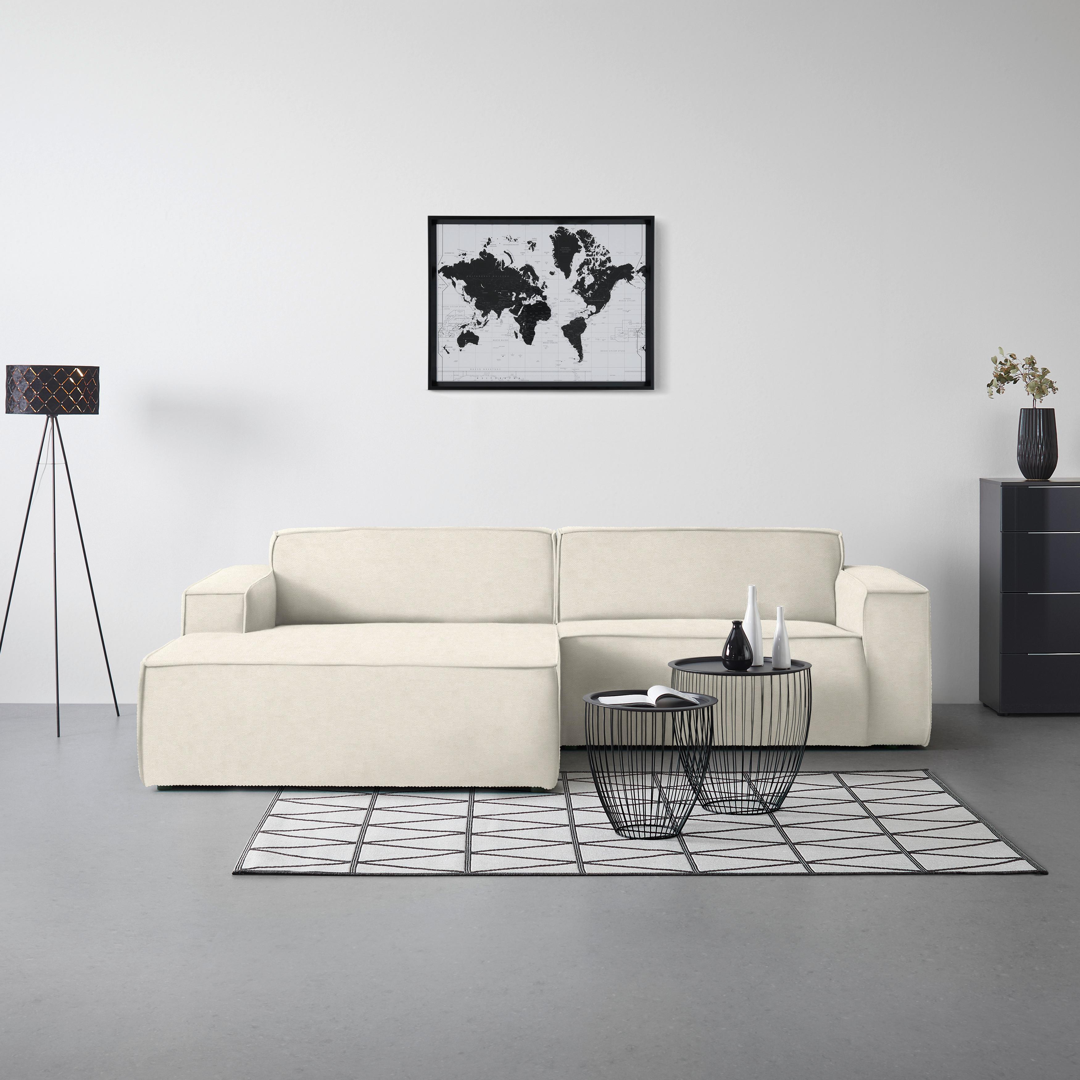 Wohnlandschaft Loft Creme - Creme/Schwarz, MODERN, Kunststoff/Textil (172/75/265cm) - Mömax