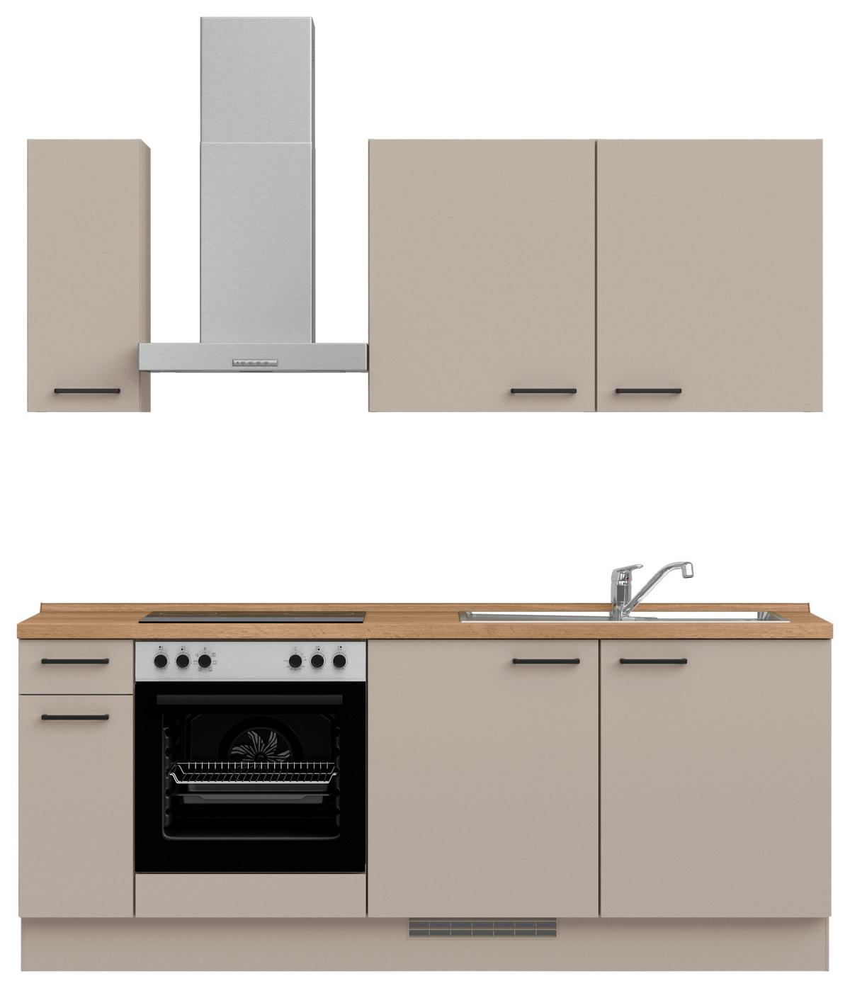Küchenleerblock Easytouch Low o. Geräte Sandfarben - Sandfarben/Eichefarben, MODERN, Holzwerkstoff/Metall (210cm) - Nobilia