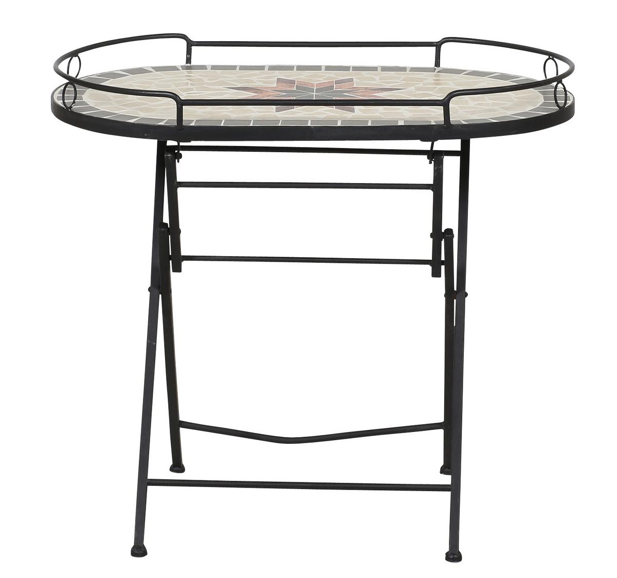 GARTENBEISTELLTISCH 875348 - Multicolor/Schwarz, MODERN, Keramik/Metall (68/41/60cm) - Siena Garden