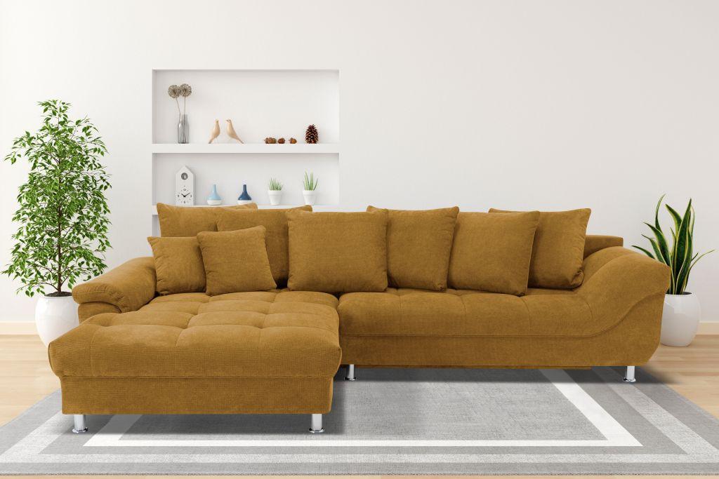 Sarokkanapé Erice - sötétsárga, Design, textil (312/198cm)