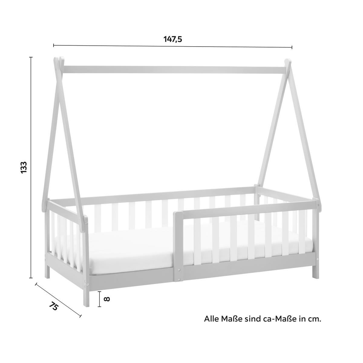 Kinderbett Massivholz, grau/weiß "Adelia" - Naturfarben/Weiß, MODERN, Holz (140/70cm) - Bessagi Kids