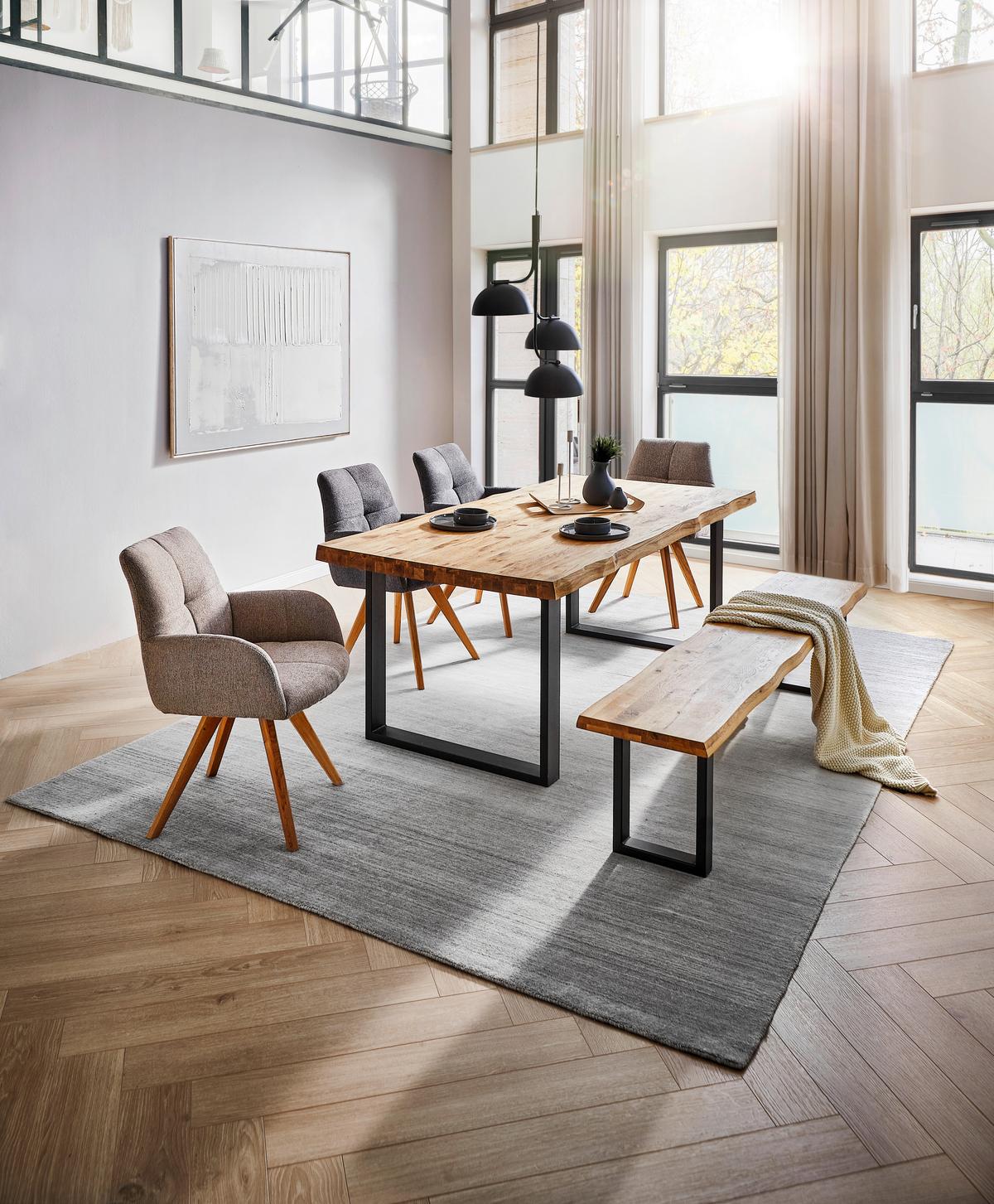 ŁAWKA COUNTRY - czarny, Natur, metal/drewno (160/44/40cm) - Landscape