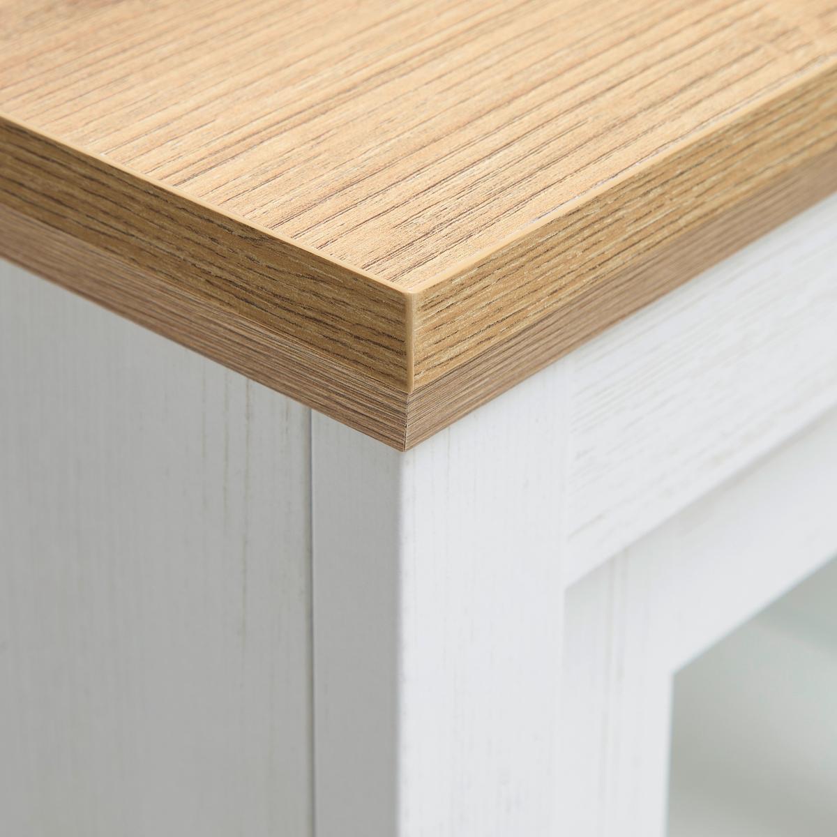 Vitrine Korsika Eichefarben/Weiß - Eichefarben/Schwarz, ROMANTIK / LANDHAUS, Glas/Holzwerkstoff (58,1/195/43cm) - Mömax