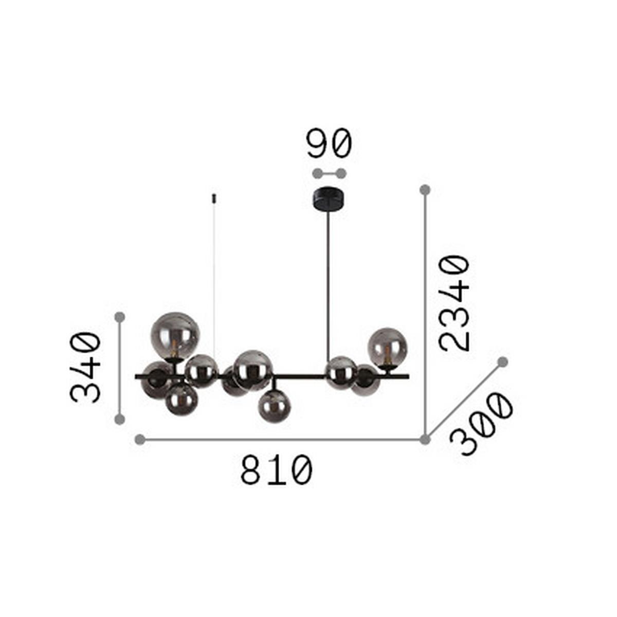 Hängeleuchte Perlage Weiß/Messing max. 3 Watt - Messingfarben/Weiß, Design, Glas/Metall (81/30/59/234cm) - Ideal Lux