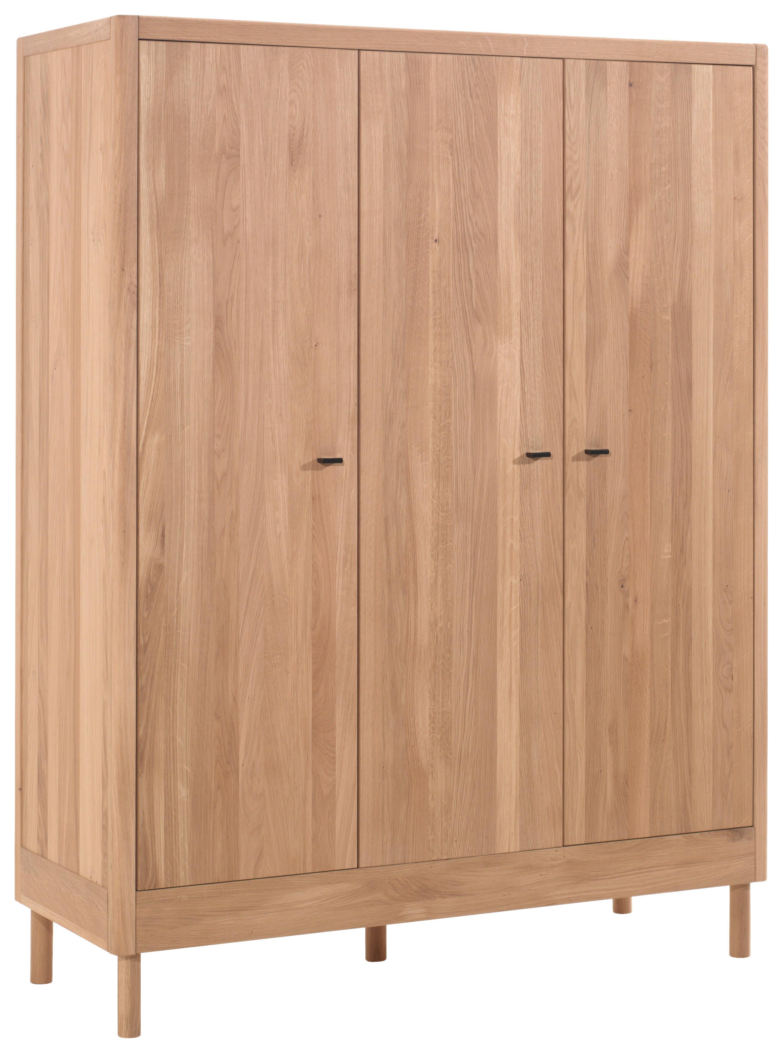 Drehtürenschrank Forrest Eichefarben 3-türig Echtholz - Eichefarben/Schwarz, MODERN, Holz/Metall (145,8/190/55cm) - Vipack