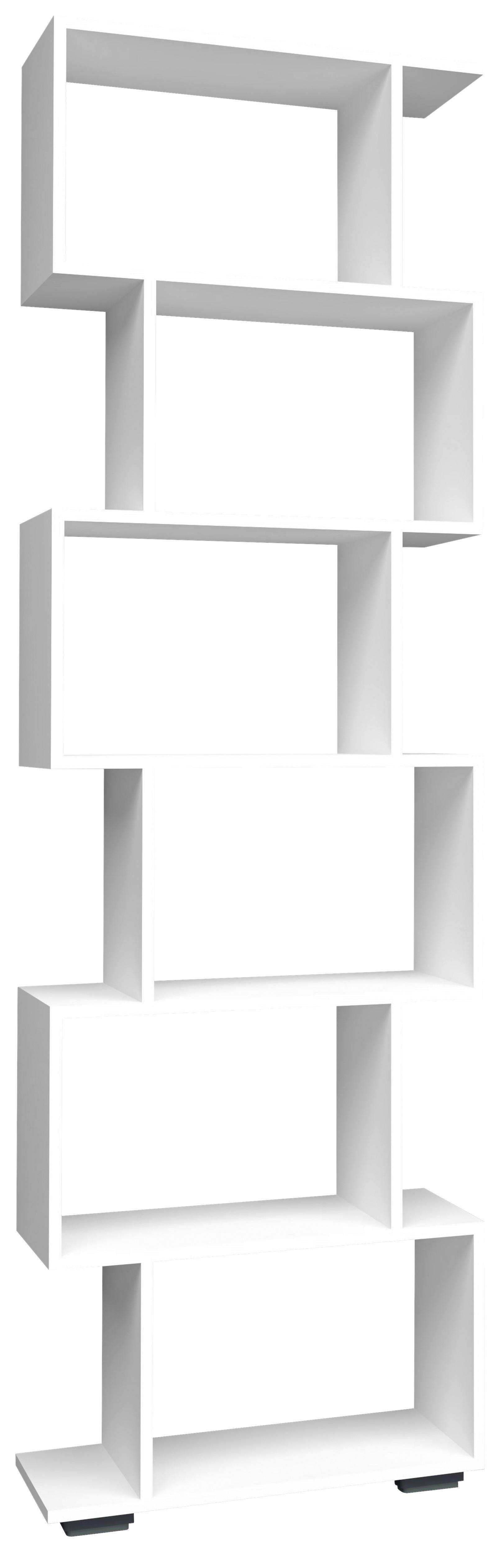 Regal Palusa L - Weiss/Silberfarben, Design, Holzwerkstoff/Kunststoff (60/196/24cm) - MID.YOU