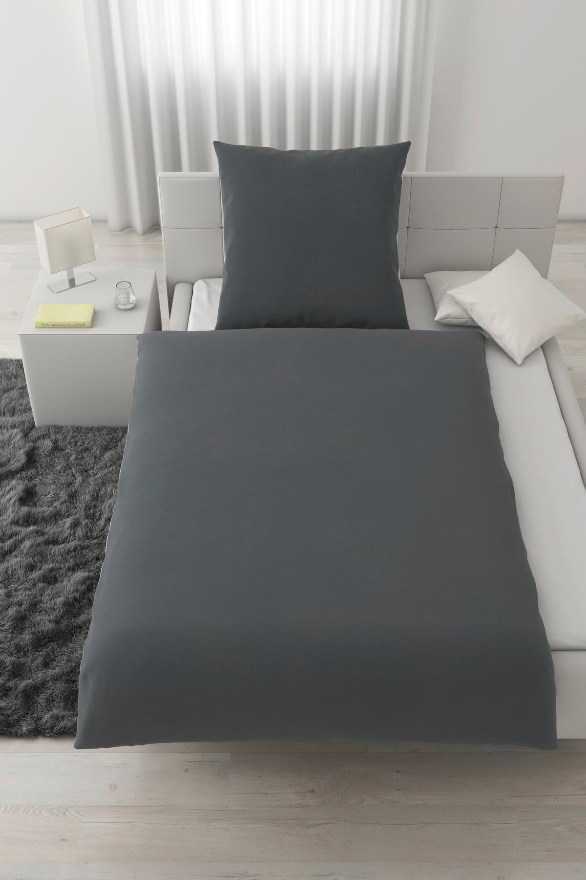Bettwäsche Annika ca. 135x200cm - Anthrazit/Silberfarben, Textil (135/200cm) - Modern Living