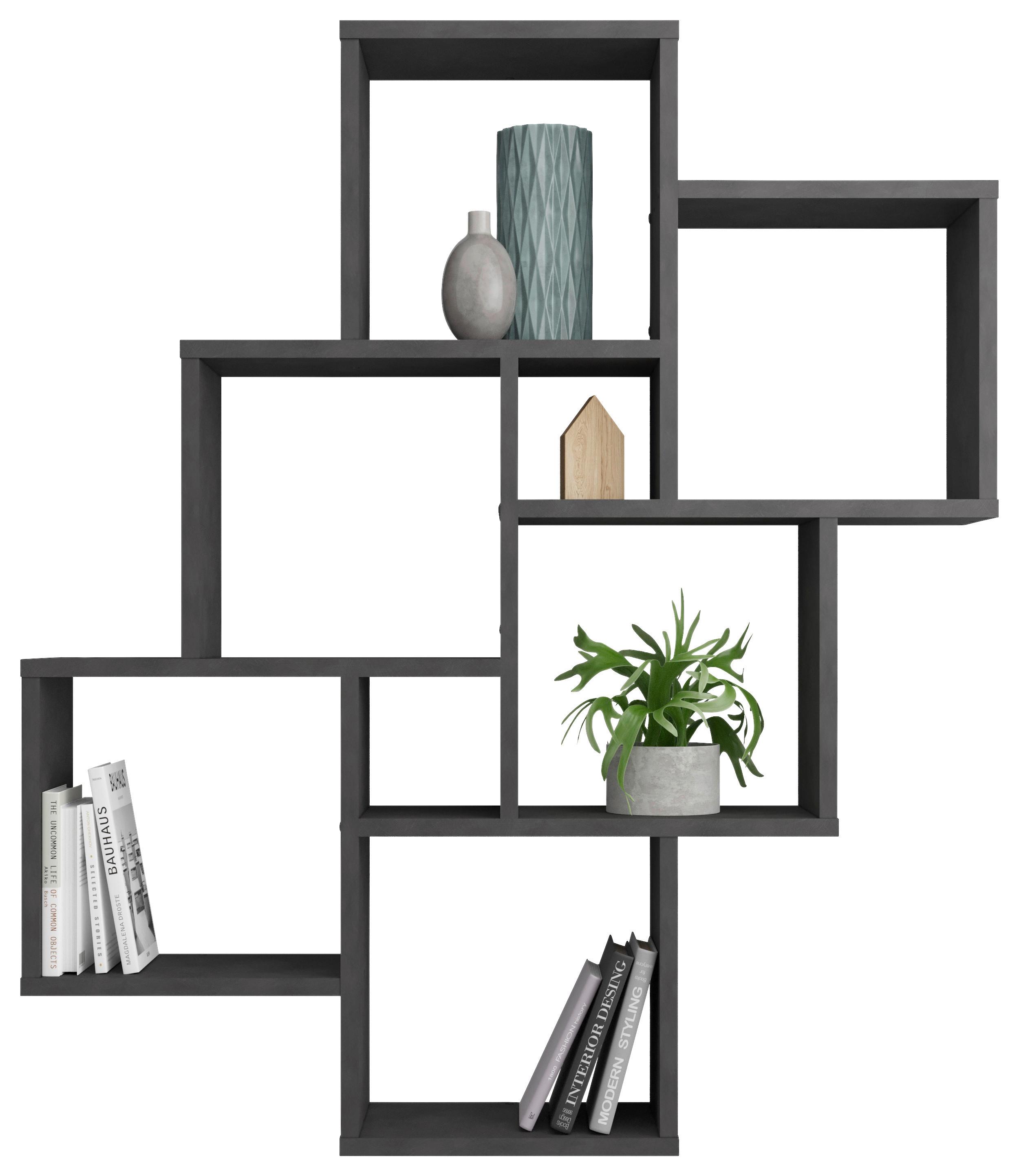 REGAŁ ŚCIENNY LAURIO 2 - czarny, Konventionell, materiał drewnopochodny (82/95/16cm) - MID.YOU