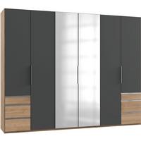 Drehtürenschrank Level 36A mit Spiegel ca. 300 cm Grau/Weiß - Chromfarben/Eichefarben, MODERN, Holzwerkstoff (300/236/58cm) - MID.YOU