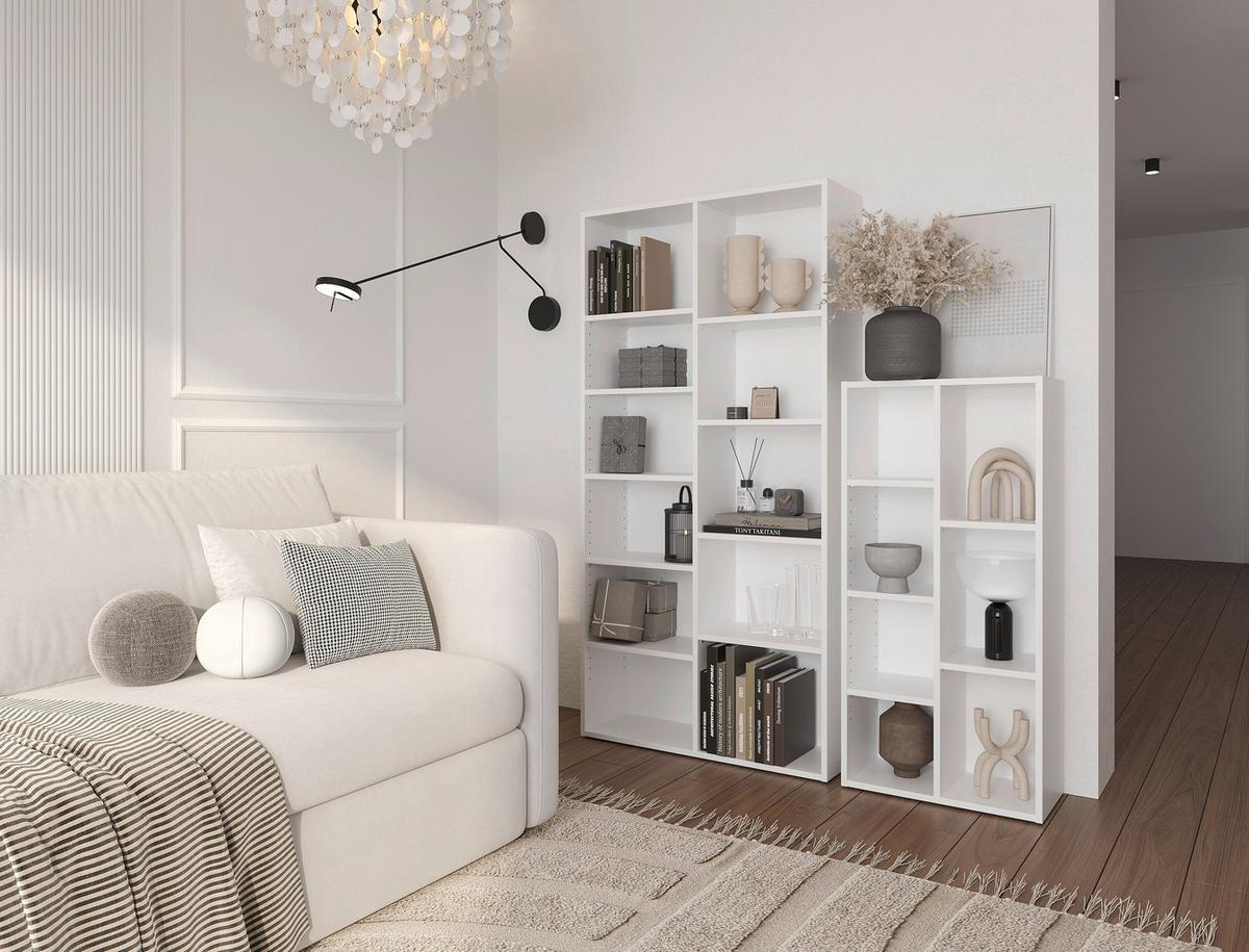 REGAŁ SWIFT - biały, Basics, materiał drewnopochodny (50/106/26cm) - Boxxx
