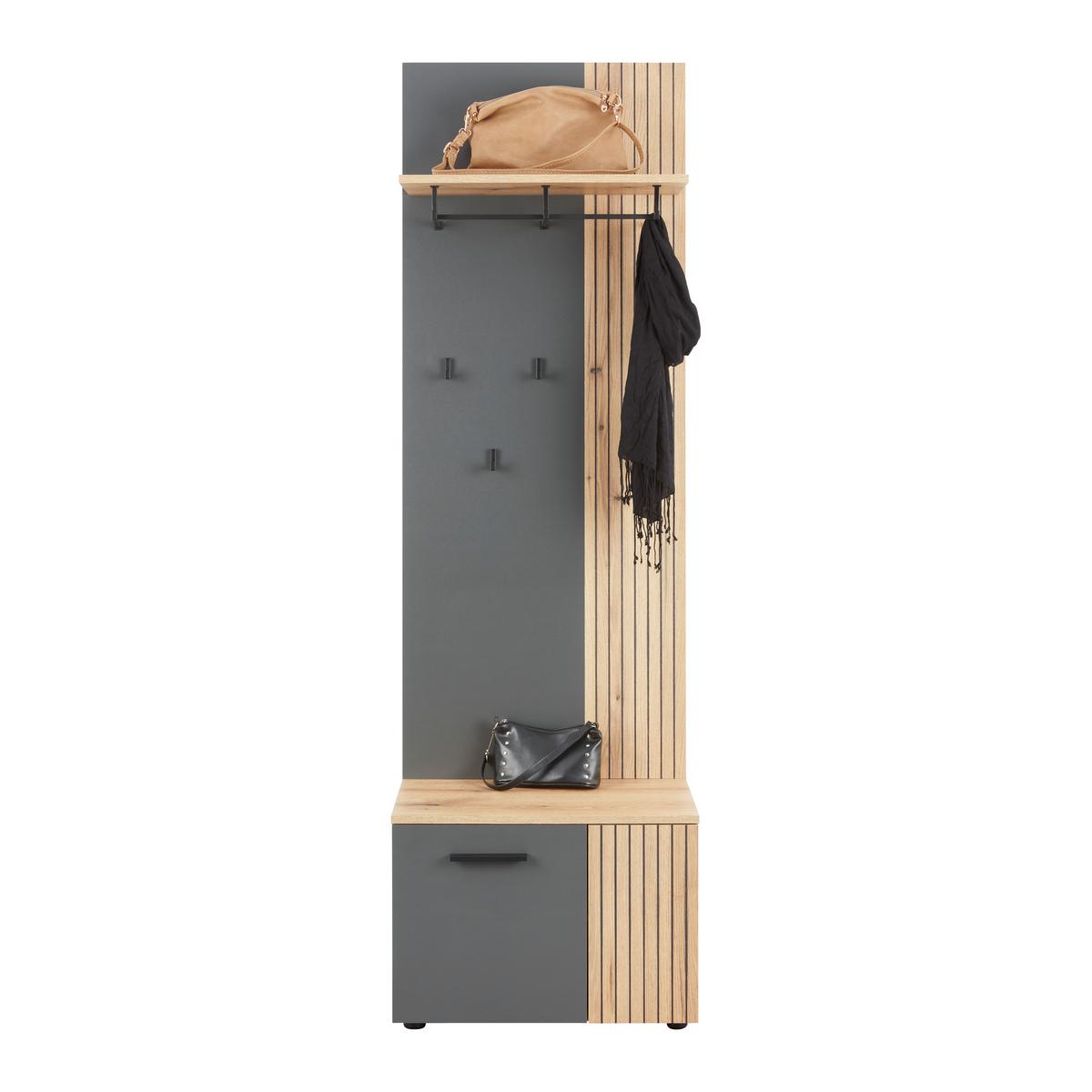 Garderobni Panel Cadix - barve hrasta/antracit, Moderno, leseni material (60/195/36cm) - Mömax
