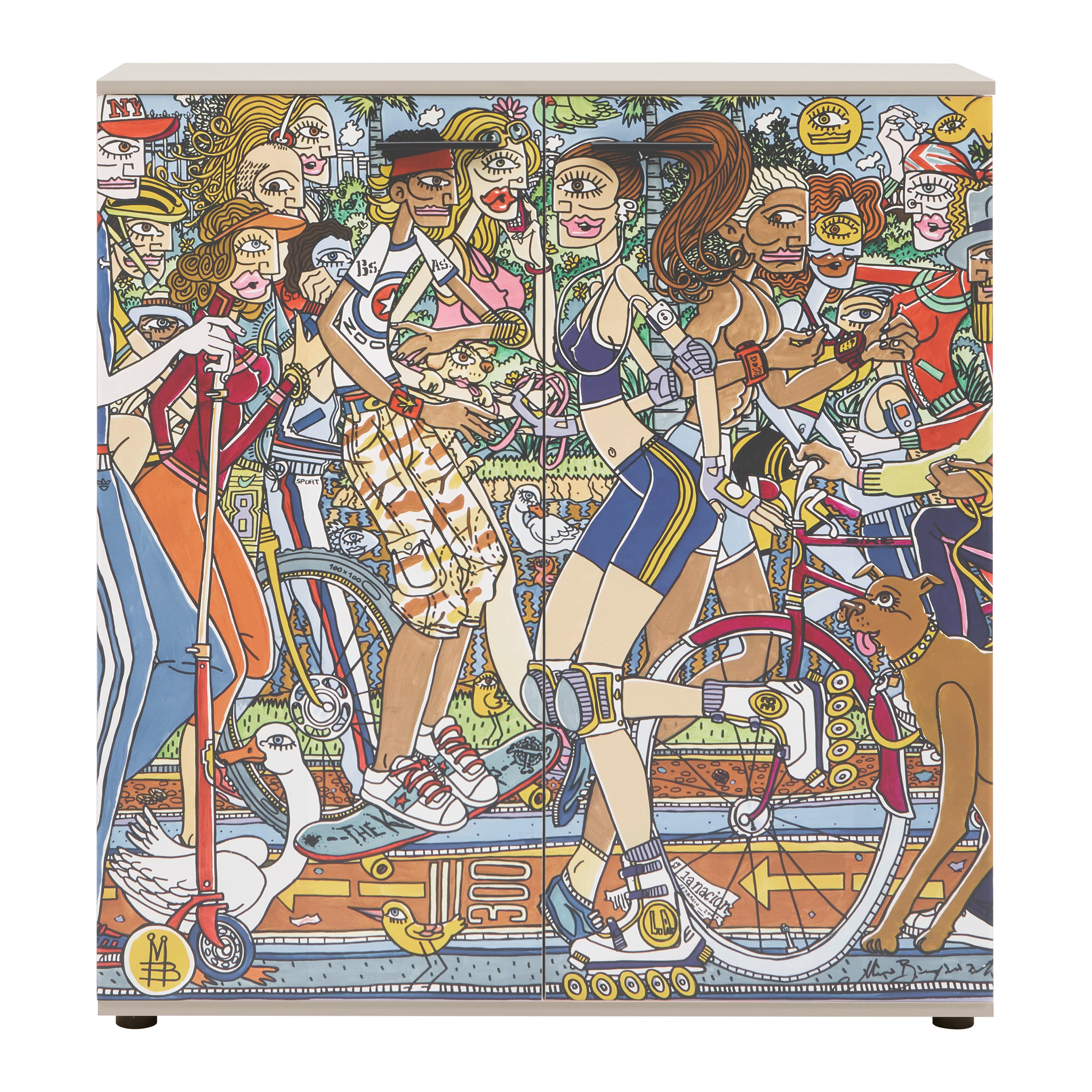 SKOSKÅP MOVE 02A - multicolor/svart, Design, trämaterial/plast (100/110/34cm) - Mömax