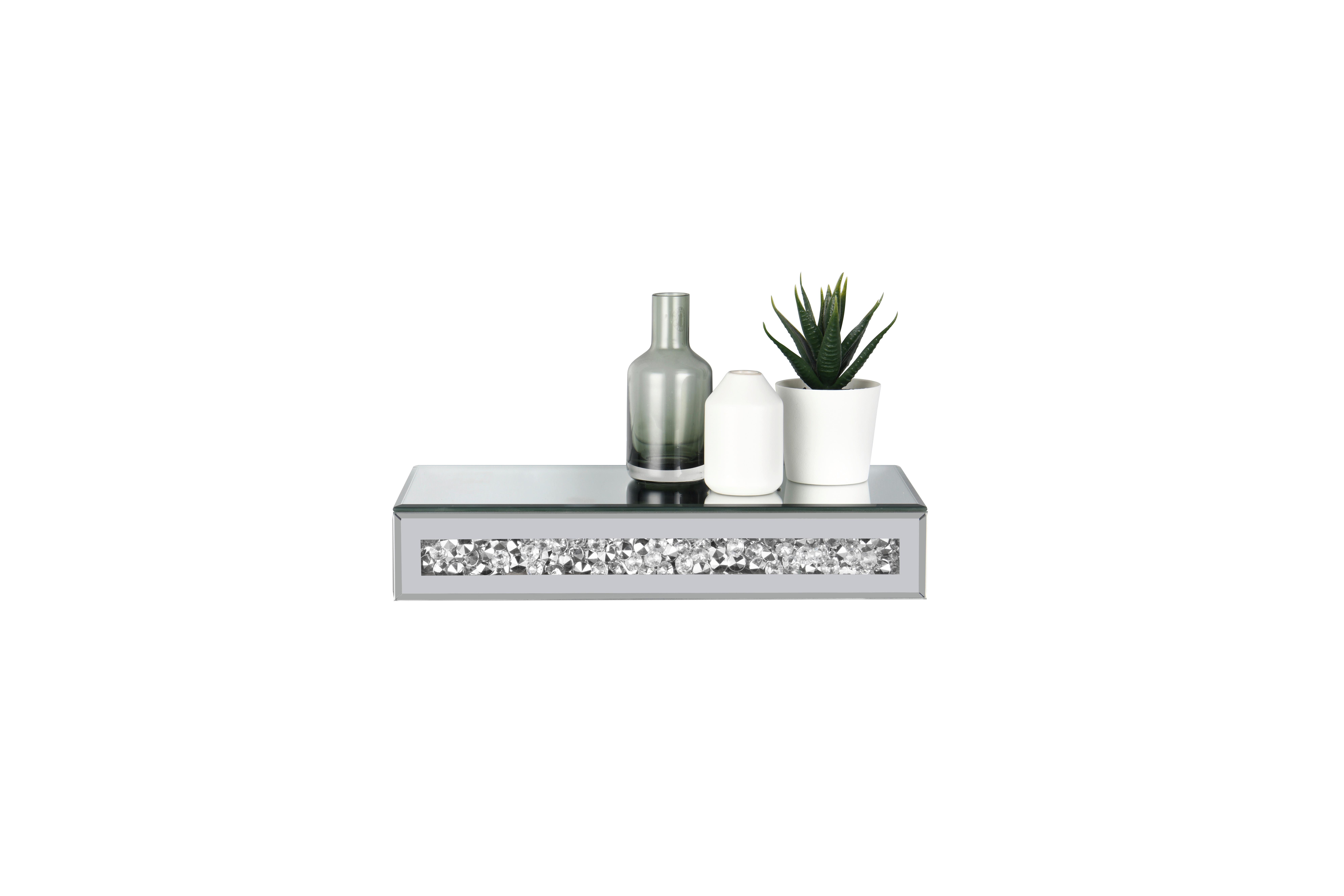 Wandboard Zoe Silberfarben - Silberfarben, LIFESTYLE, Glas/Kunststoff (30/5,5/15cm) - Mömax