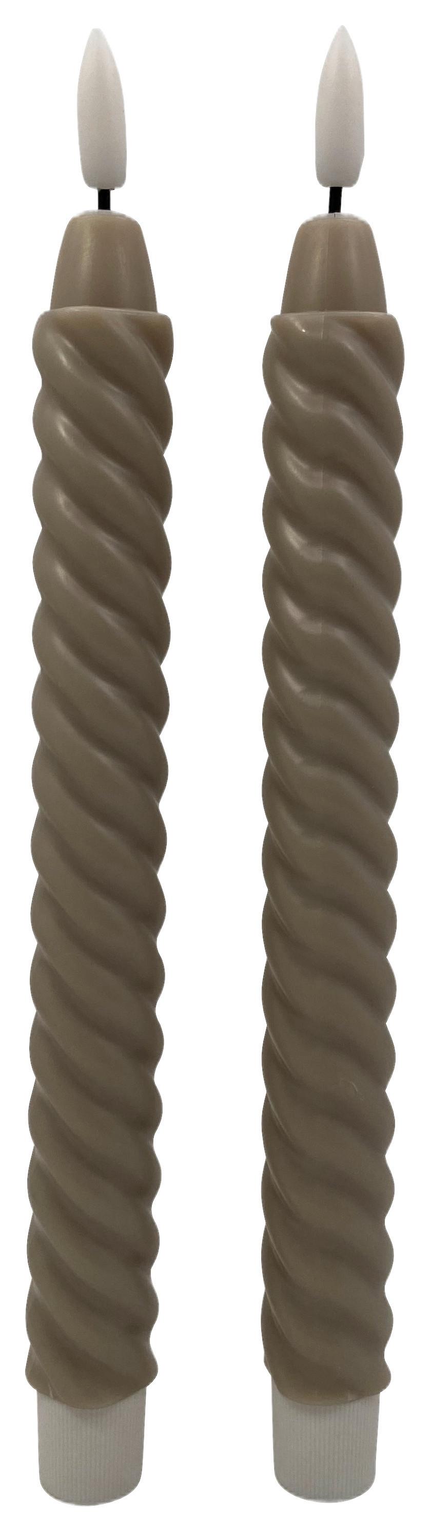 Stabkerze Twist Taupe - Taupe, KONVENTIONELL (2/25cm) - Modern Living