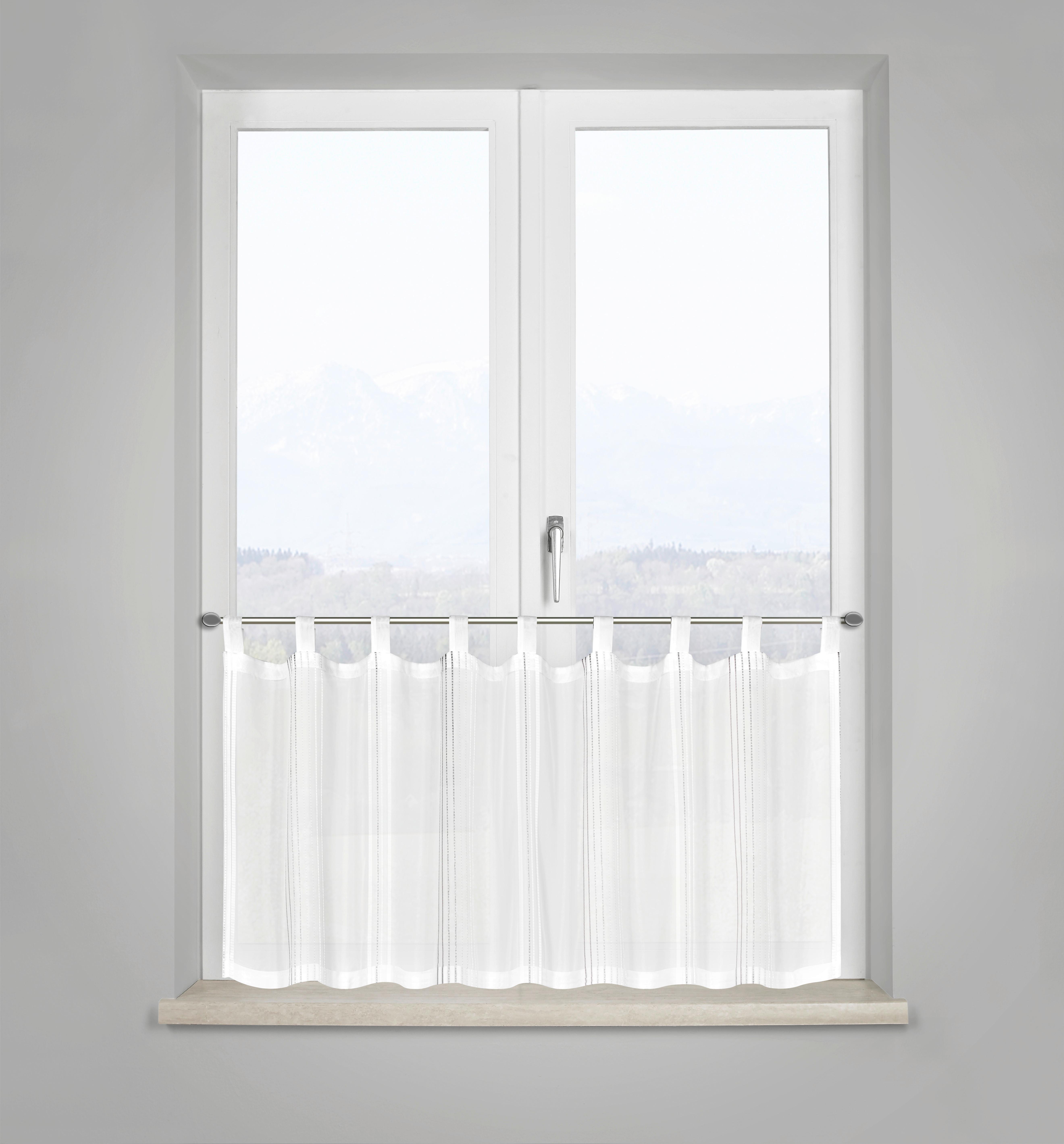 Kurzgardine Louis ca. 50x145cm - Weiß/Grau, KONVENTIONELL, Textil (50/145cm) - Modern Living