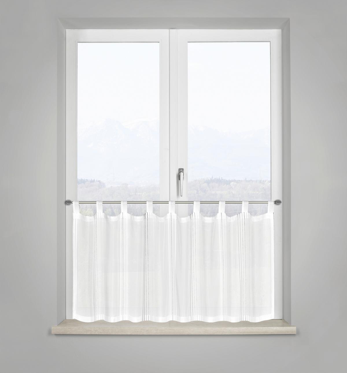 Kurzgardine Louis ca. 50x145cm - Weiß/Grau, KONVENTIONELL, Textil (50/145cm) - Modern Living