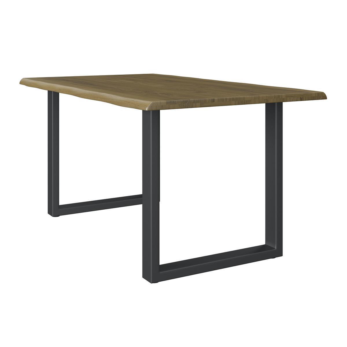Masă LEN - culoare lemn stejar/negru, Modern, lemn/metal (160/90/76cm) - Bessagi Home