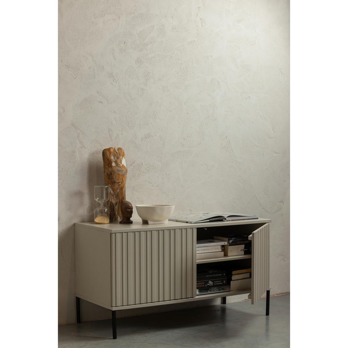 Lowboard Gravure Grau B: 100cm - Schwarz/Grau, Design, Holz/Metall (100/56/44cm) - Livetastic