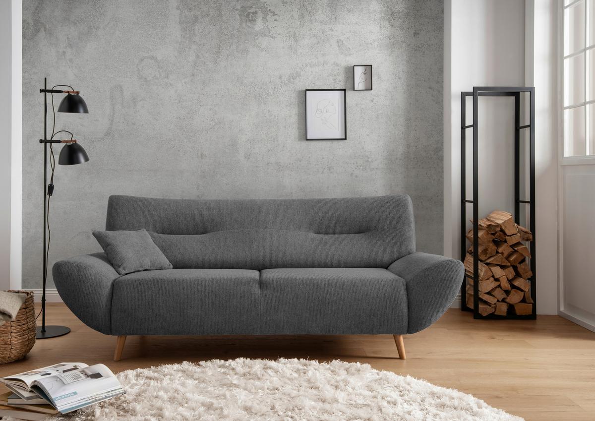 3-Sitzer-Sofa Drago Anthrazit Chenille - Wildeiche/Anthrazit, MODERN, Holz/Textil (205/81/90cm) - MID.YOU