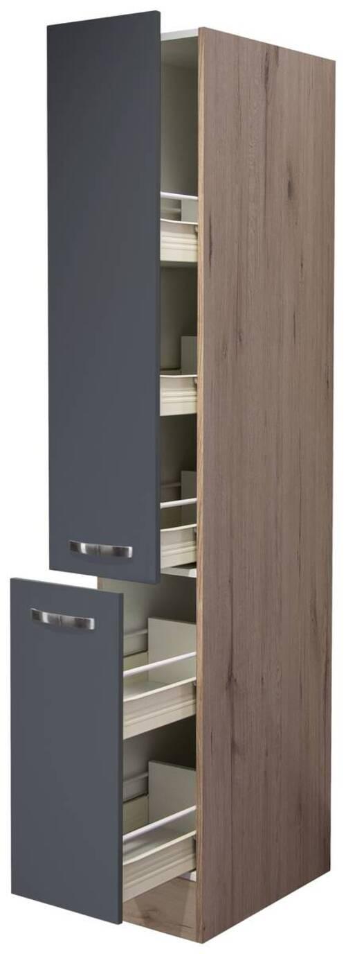 Apothekerschrank Shadow ca. 30x200x57 cm Grau/Eiche - Edelstahlfarben/Dunkelgrau, MODERN, Holzwerkstoff/Metall (30/200/57cm) - FlexWell