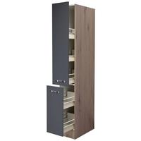 Apothekerschrank Shadow ca. 30x200x57 cm Grau/Eiche - Edelstahlfarben/Dunkelgrau, MODERN, Holzwerkstoff/Metall (30/200/57cm) - FlexWell