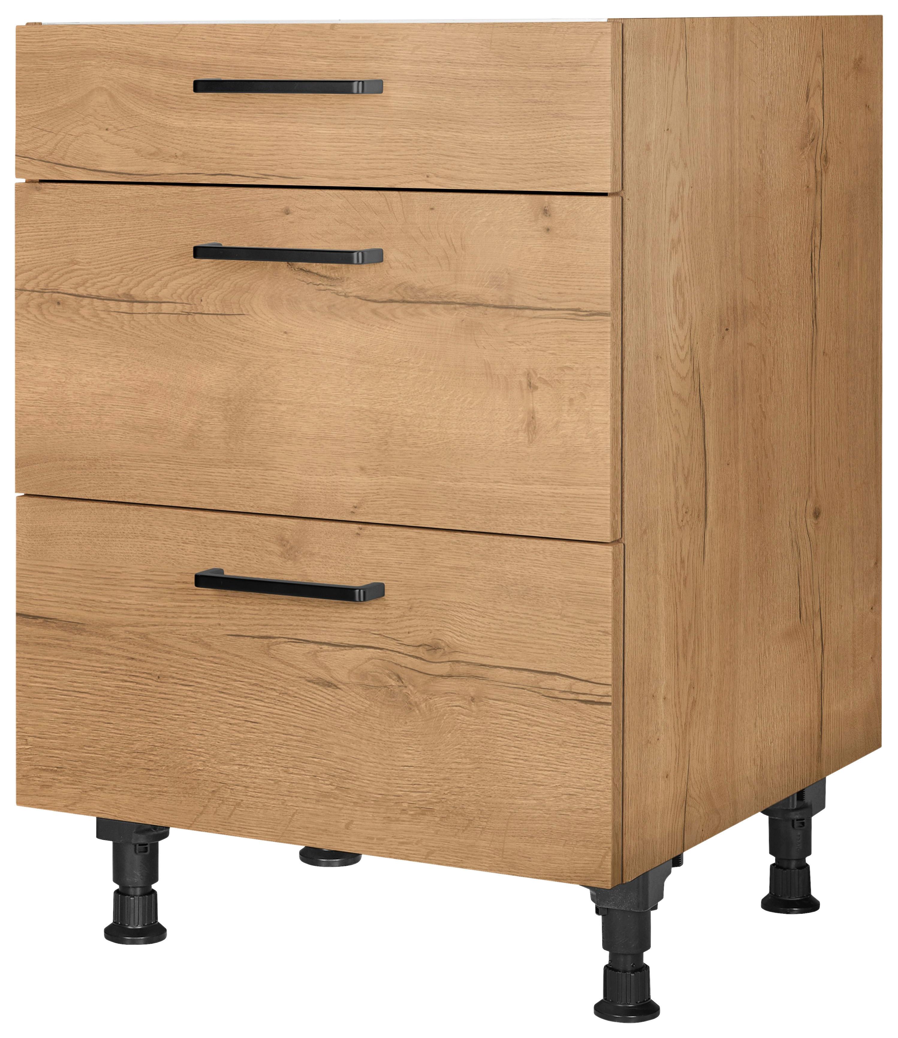 Kochfeldumbauschrank Structura Eiche - Eichefarben/Schwarz, MODERN, Holzwerkstoff/Metall (60/87/56cm) - Nobilia