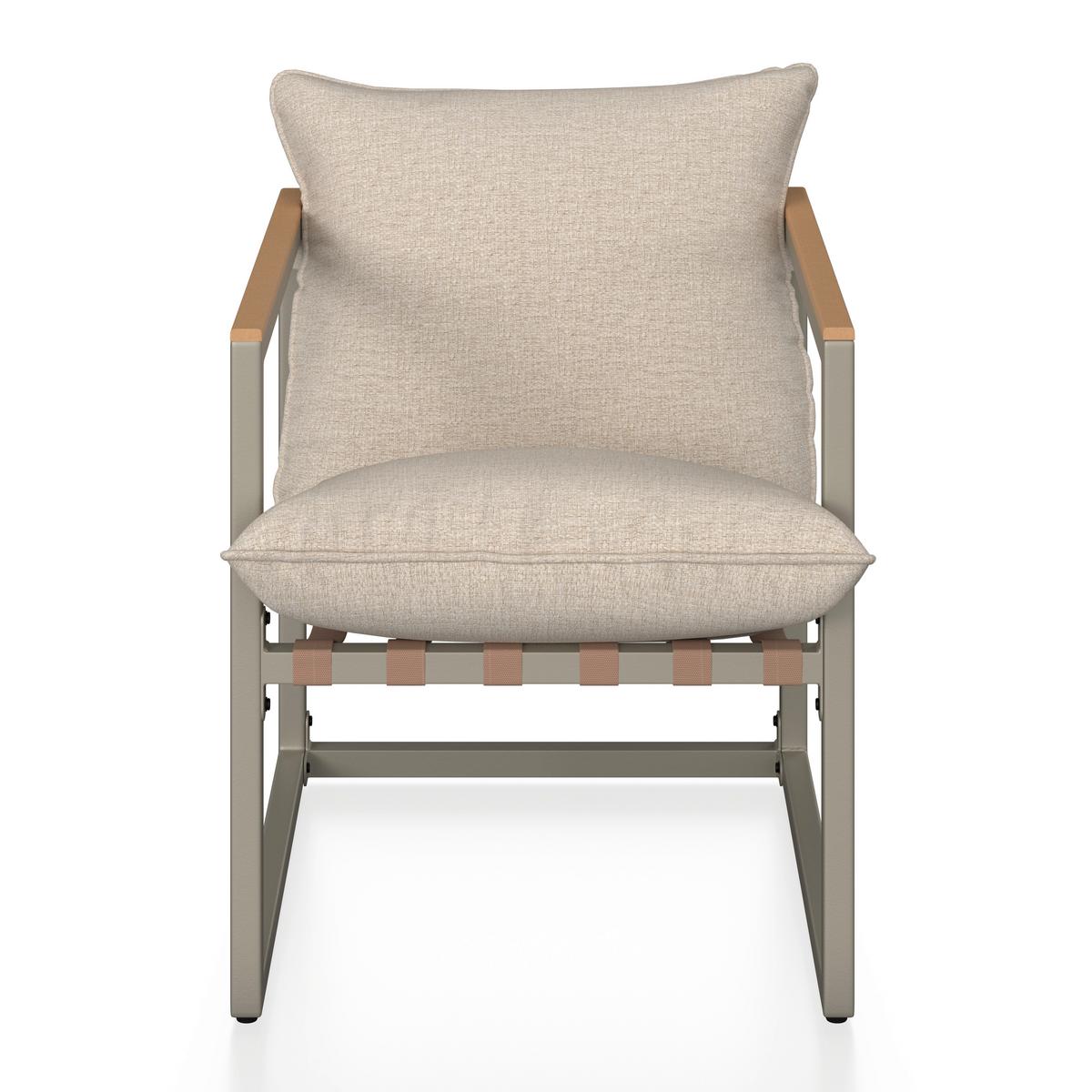 Loungegarnitur Lara Creme Metall/Outdoorstoff +Abdeckung - Creme/Grau, MODERN, Glas/Kunststoff (114cm) - Bessagi Garden