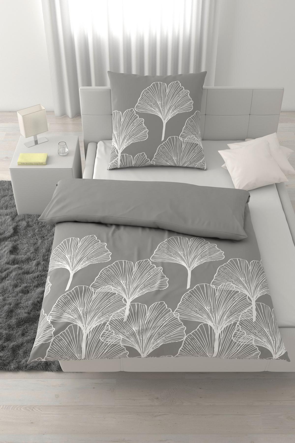 Bettwäsche Noa Grau/Weiß ca. 135x200cm - Weiß/Grau, Textil (135/200cm) - Mömax