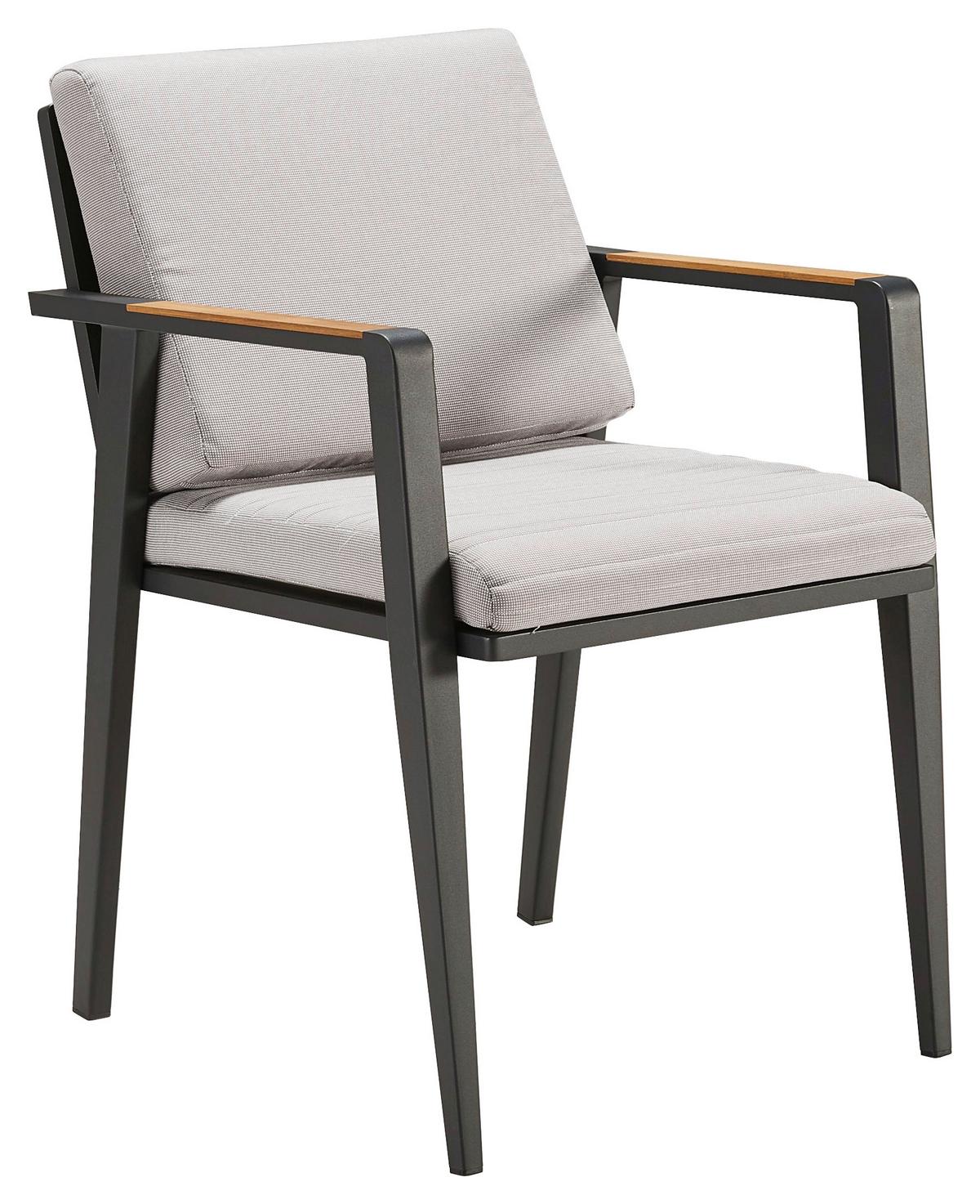 FOTEL OGRODOWY EMOTI - antracytowy/jasnoszary, Design, metal/drewno (56/80/63cm) - Ambia Garden