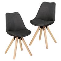 Set Stolov Lima - barve hrasta/antracit, Design, umetna masa/tekstil (48/89/42cm) - MID.YOU
