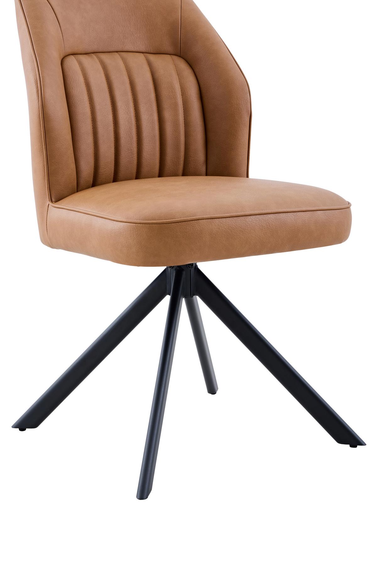 STUHL-SET PRIZZI S 2ER-SET - Cognac/Schwarz, MODERN, Textil/Metall (51/92/65cm) - MID.YOU