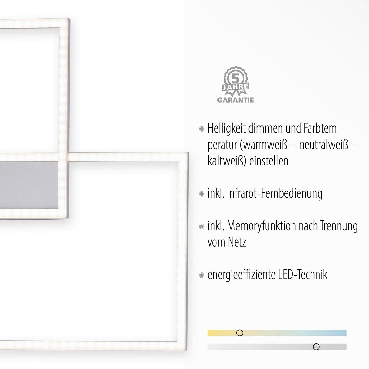 LED-Deckenleuchte Iven max. 43 Watt - Chromfarben/Alufarben, Design, Kunststoff/Metall (75,5/56,2/7cm)