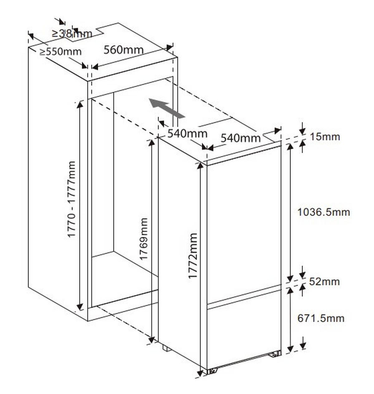 Kühl-Gefrier-Kombination EKHBMFSSE Schlepptürtechnik - Weiß, Basics, Glas/Kunststoff (54,0/178/54cm) - Mican
