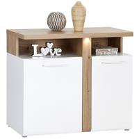 Comodă cu uși VIOLA - alb/culoare lemn stejar, Modern, plastic/metal (103,5/85,9/43,2cm) - Premium Living