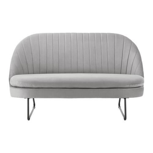 Dvosed Luigi, Svetlo Siva, Žamet - črna/svetlo siva, Moderno, kovina/tekstil (146/85/82cm) - Bessagi Home