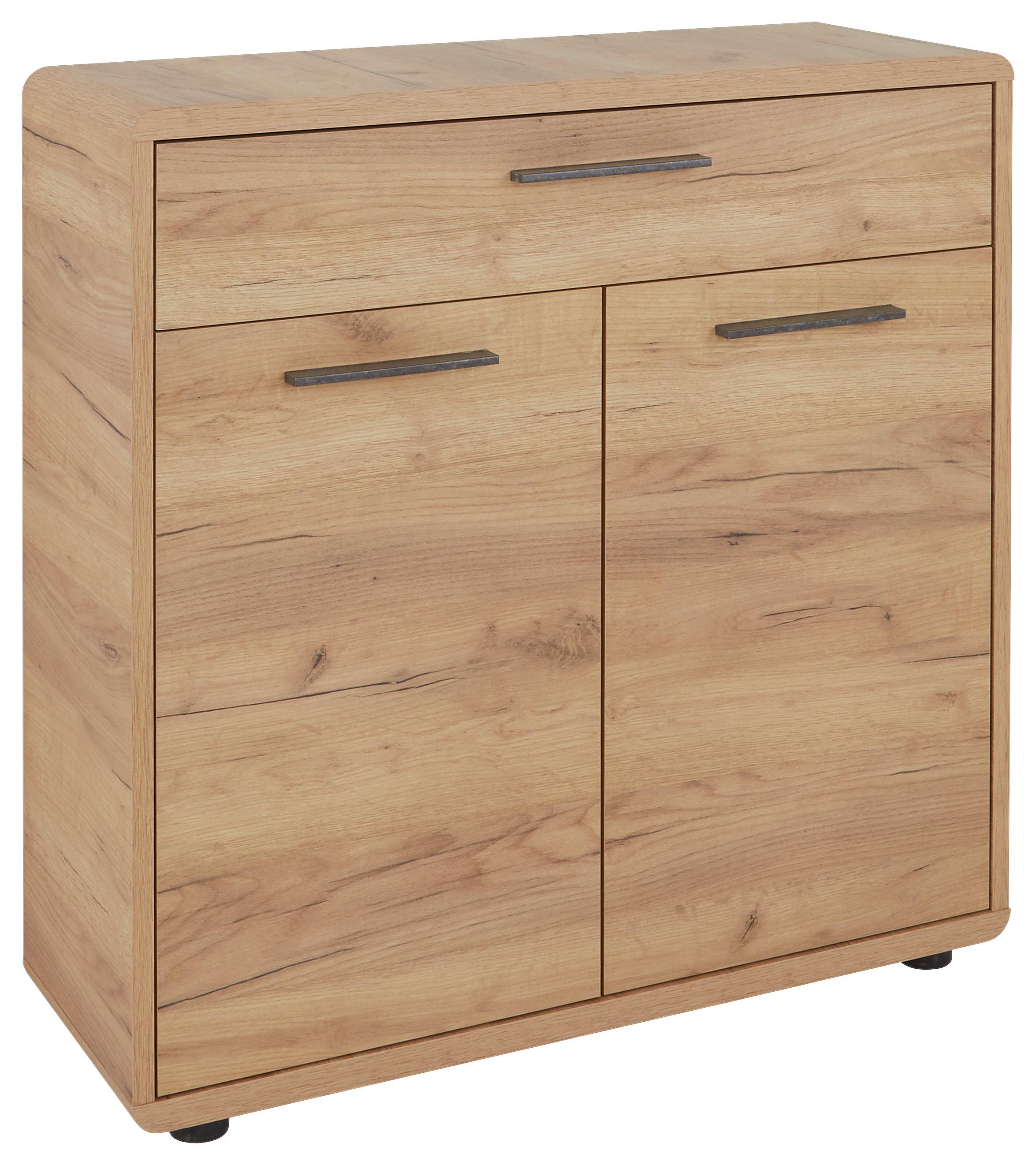 Komoda Fontana - boja hrasta/crna, Moderno, pločasti materijal/plastika (84/90/32cm) - Modern Living