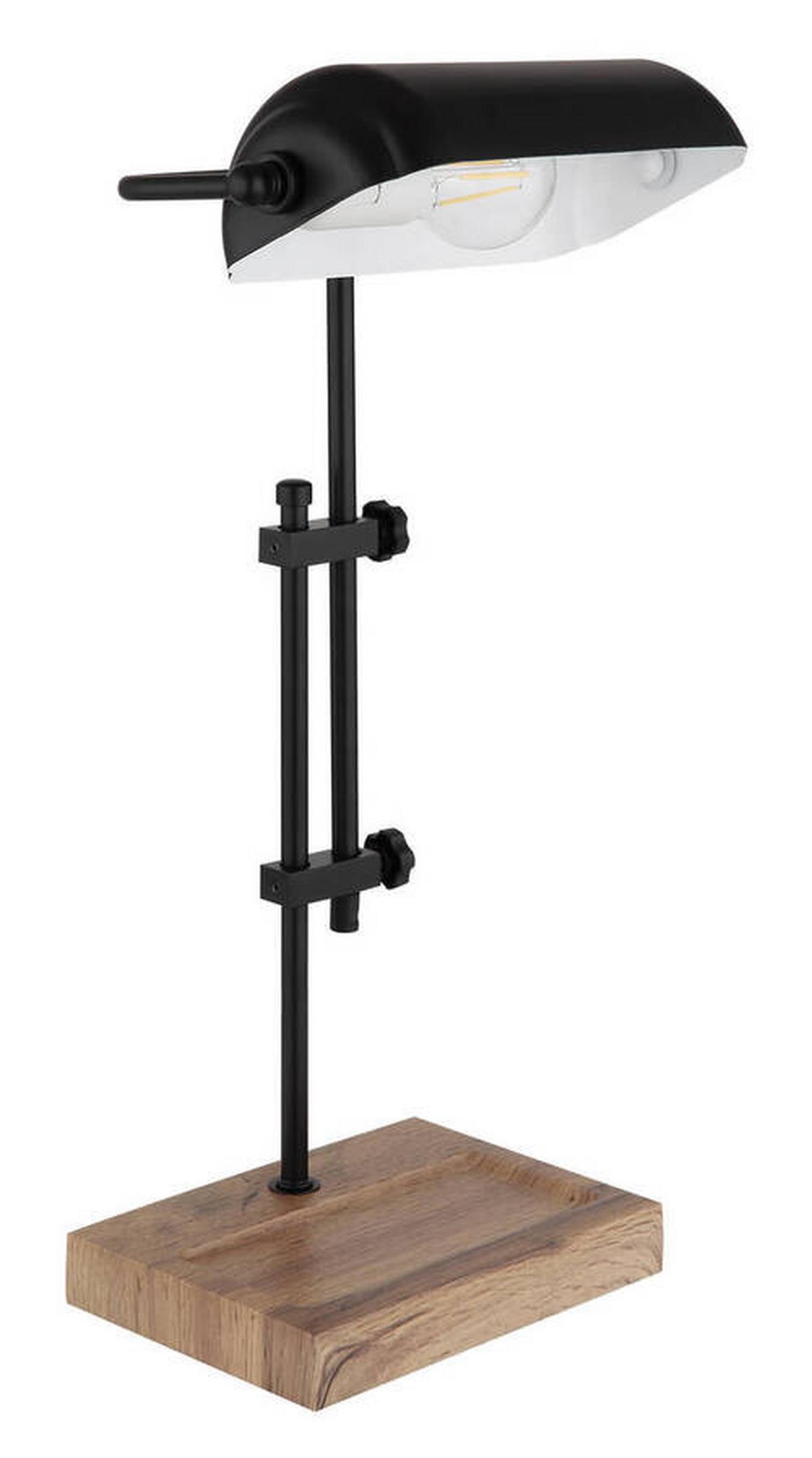 Tischleuchte Madrid Dunkelbraun max. 60 Watt - Dunkelbraun/Schwarz, Natur, Holzwerkstoff/Metall (26,5/18,2/50cm) - Globo