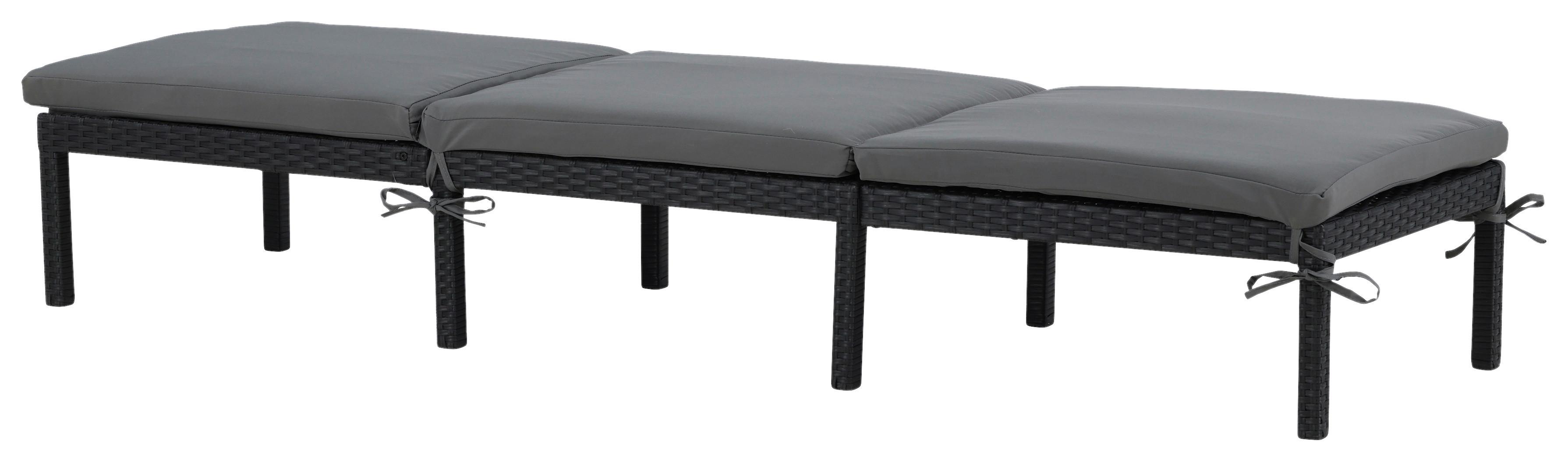 Sonnenliege Bilbao ca. 59x84x198 cm Schwarz - Schwarz, KONVENTIONELL, Kunststoff (59/84/198cm) - Gardenson