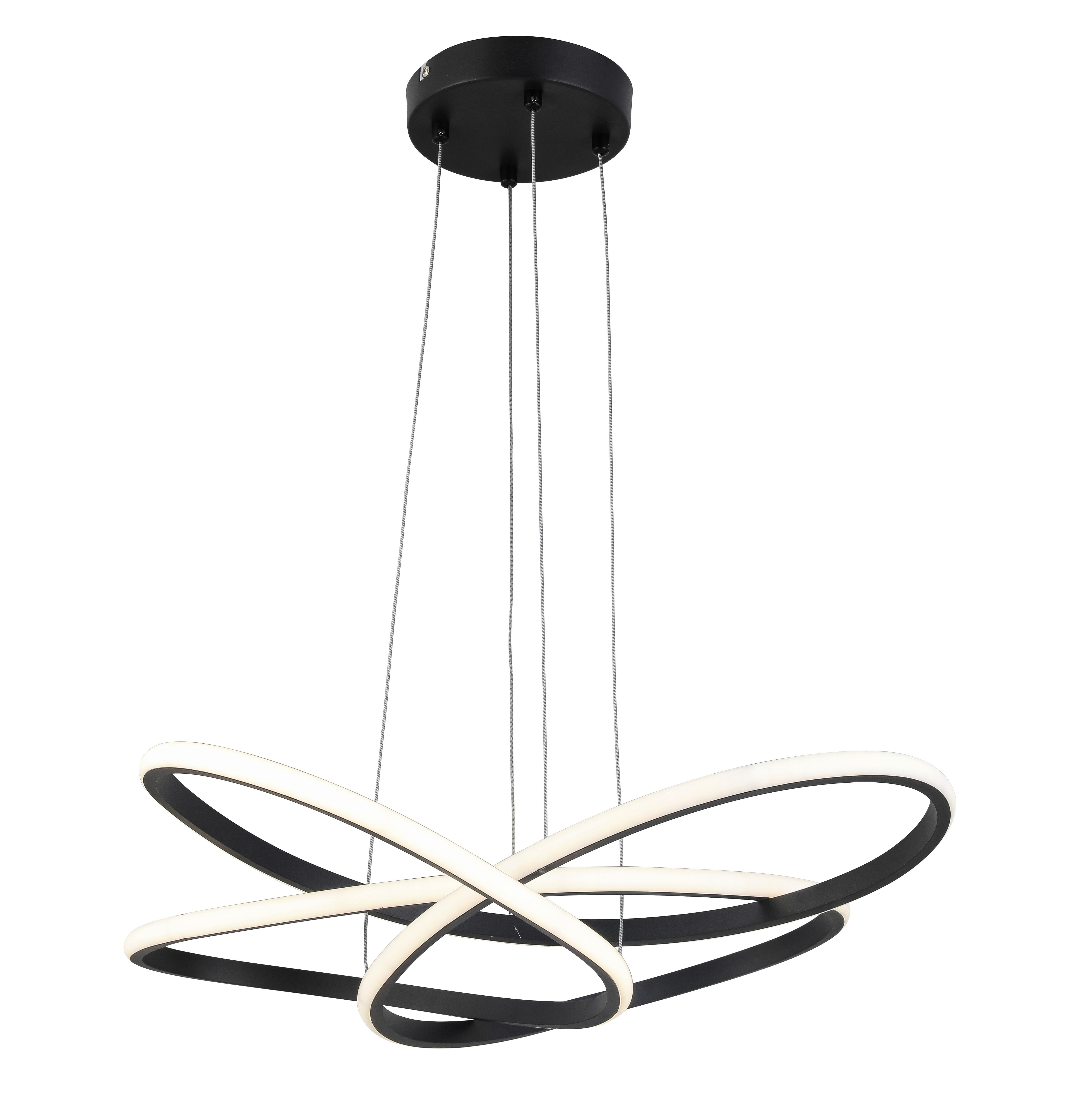Viseča Led-svetilka Oliveio - črna, Moderno, kovina/umetna masa (60/120cm) - Premium Living