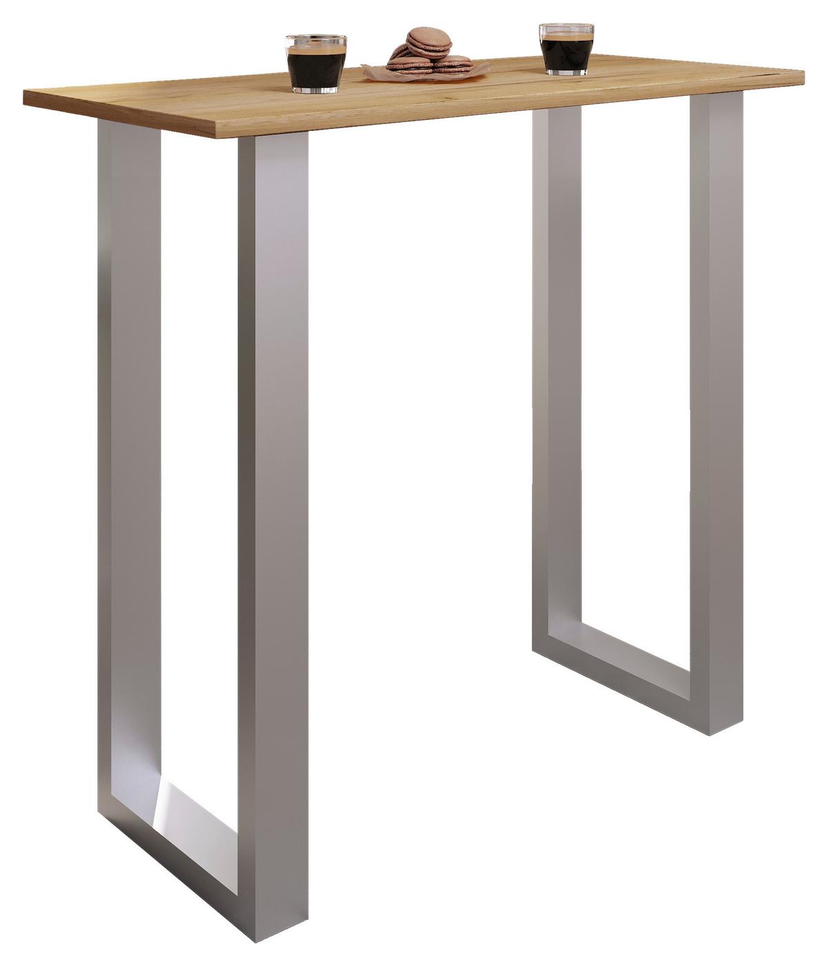 Bartisch XONA Silber/ Honigeiche ca.110x102x50cm - Honigeiche/Silberfarben, KONVENTIONELL, Holzwerkstoff/Metall (110/102/50cm)