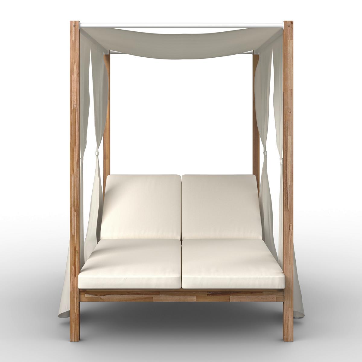 Sonneninsel Nicola Creme Holz/Outdoorstoff - Creme, MODERN, Holz/Textil (135,5/194,5/190cm) - Bessagi Garden