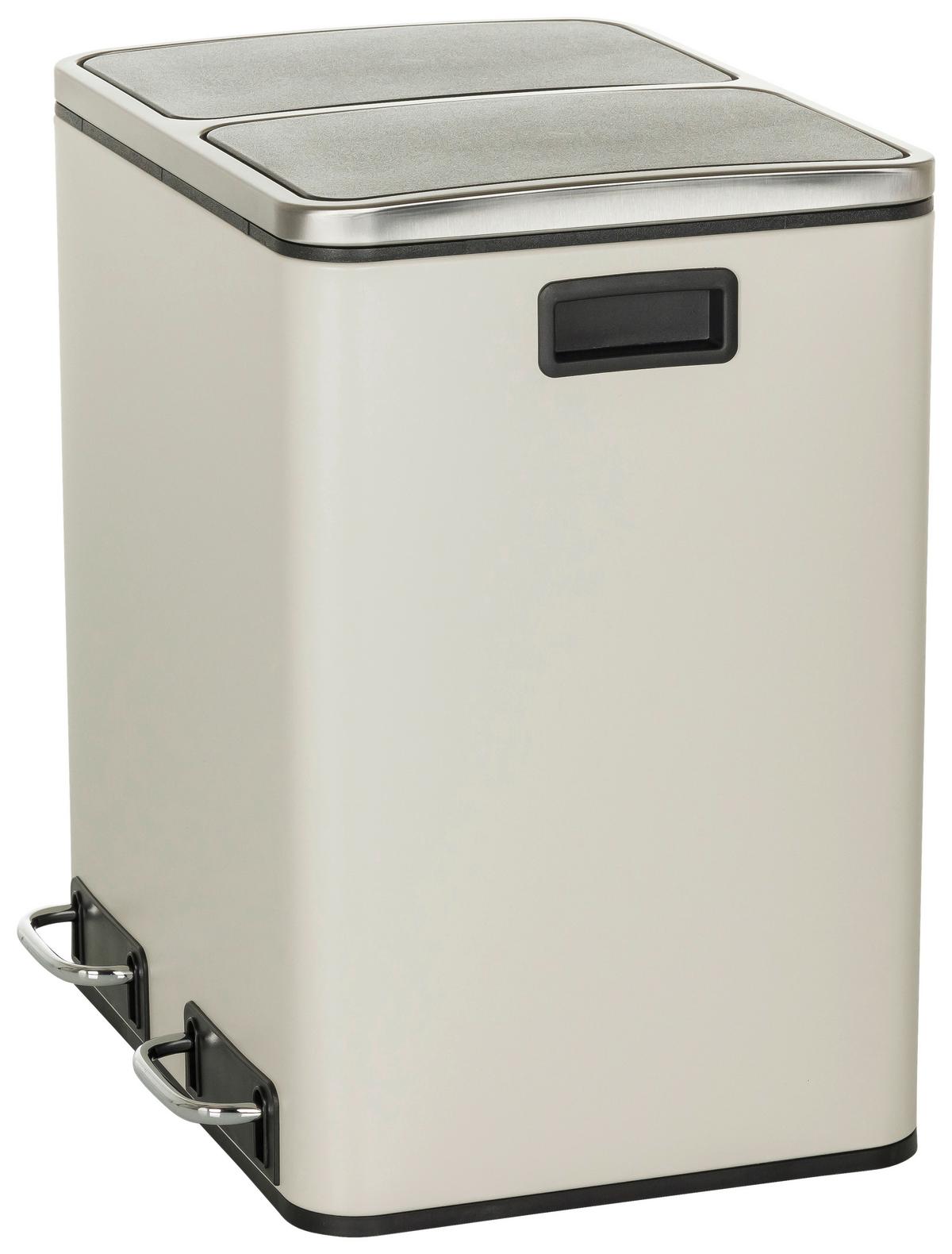 Abfallsammler Clean IX Beige/Schwarz - Beige/Schwarz, MODERN, Kunststoff/Metall (41,5/48/32cm) - MID.YOU