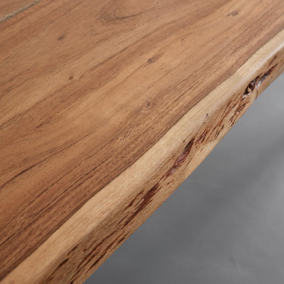 Esstisch Malmo in Holz Akazie massiv ca. 200x100 cm - Schwarz/Akaziefarben, MODERN, Holz/Metall (200/76/100cm) - Bessagi Home