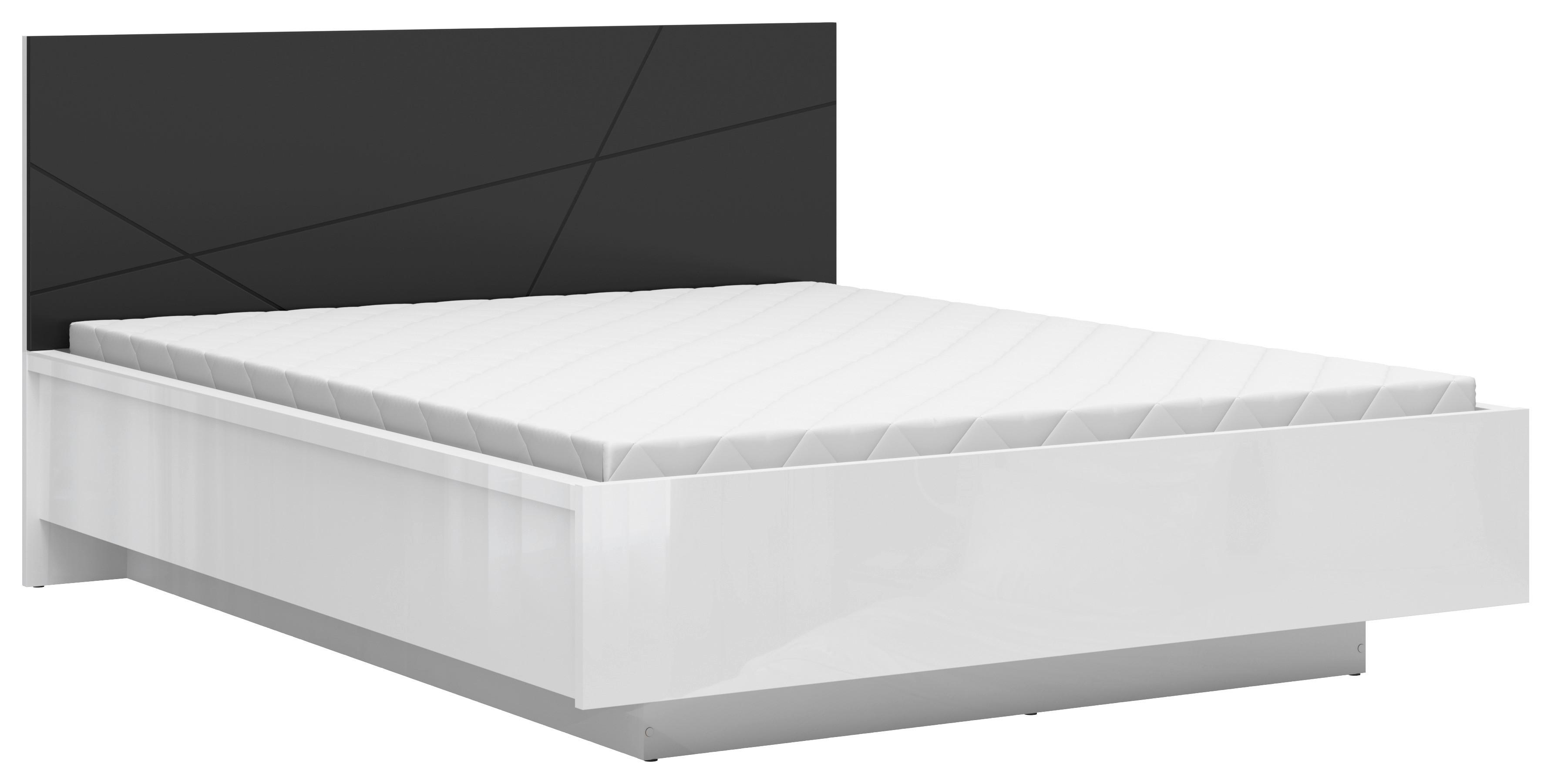 Bett Forn ca. 160x200 cm Schwarz/Weiß - Weiß Hochglanz/Schwarz, MODERN, Holzwerkstoff (160/200cm) - MID.YOU