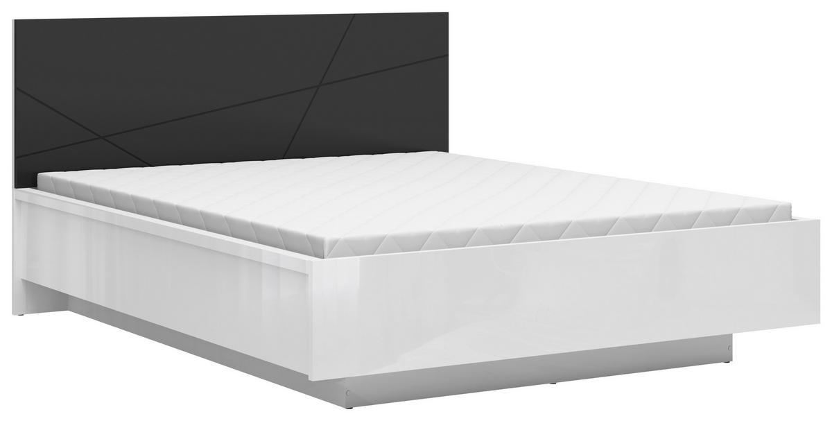 Bett Forn ca. 160x200 cm Schwarz/Weiß - Weiß Hochglanz/Schwarz, MODERN, Holzwerkstoff (160/200cm) - MID.YOU
