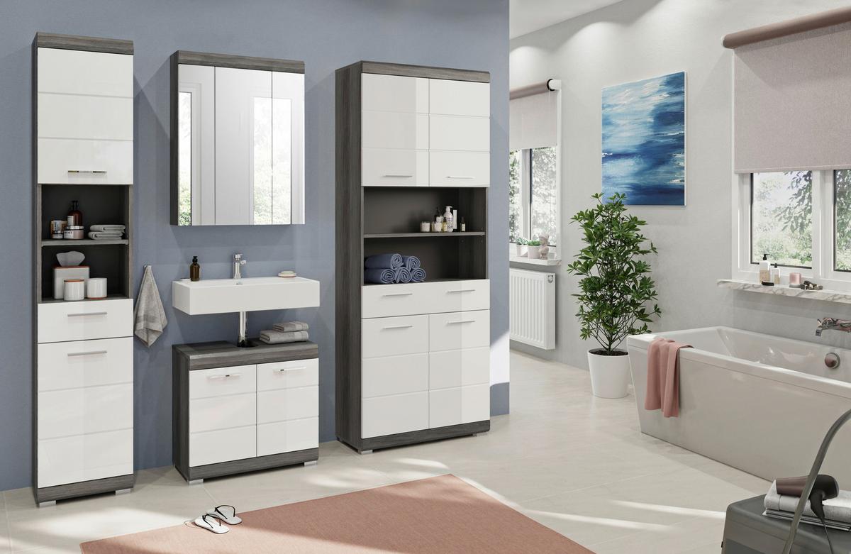 Badezimmer Scout 4-tlg. ca. 171 cm Anthrazit/Weiß - Weiß Hochglanz, MODERN, Holzwerkstoff (171cm) - MID.YOU